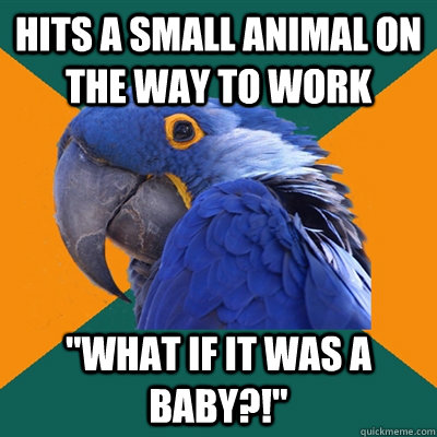 Hits a small animal on the way to work 