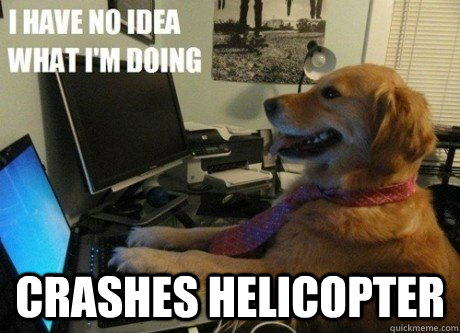  Crashes helicopter -  Crashes helicopter  I have no idea what Im doing dog