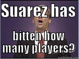 SUAREZ HAS  BITTEN HOW MANY PLAYERS? Misc