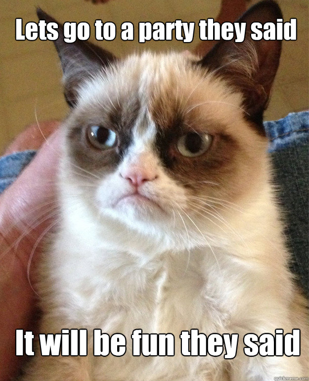 Lets go to a party they said It will be fun they said  Grumpy Cat