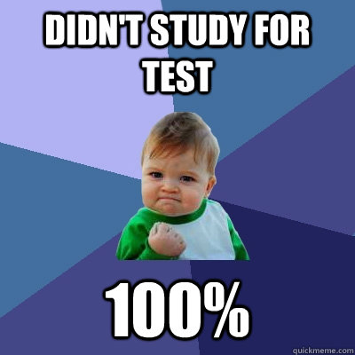 Didn't study for test 100%  Success Kid