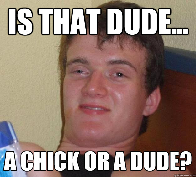 is that dude... a chick or a dude?  10 Guy
