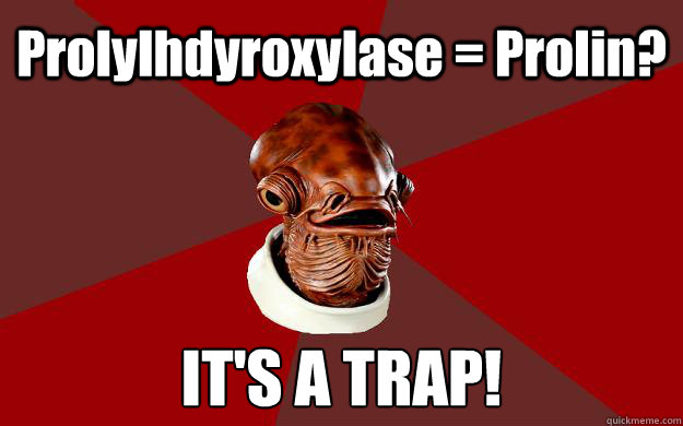 Prolylhdyroxylase = Prolin? IT'S A TRAP!  Admiral Ackbar Relationship Expert