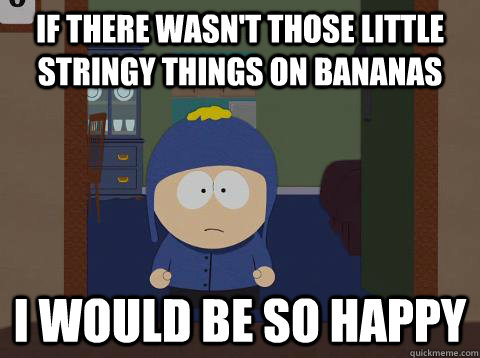 If there wasn't those little stringy things on bananas i would be so happy  Craig would be so happy