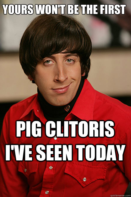 Yours won't be the first pig clitoris I've seen today - Yours won't be the first pig clitoris I've seen today  Pickup Line Scientist