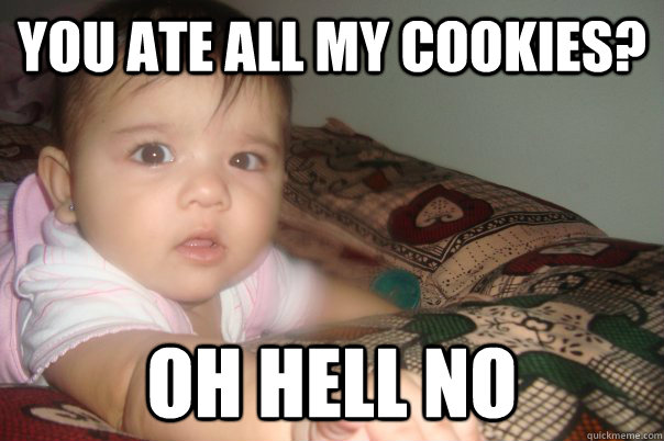 YOU ATE ALL MY COOKIES? OH HELL NO  Oh Hell No Baby