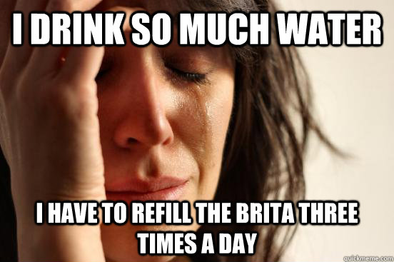I drink so much water I have to refill the Brita three times a day  First World Problems
