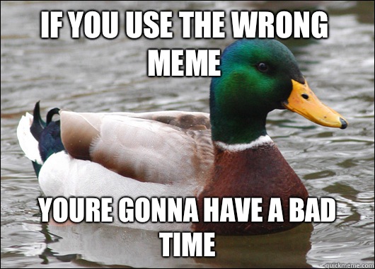 If you use the wrong meme Youre gonna have a bad time  Actual Advice Mallard