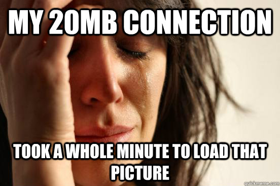 My 20mB connection Took a whole minute to load that picture  First World Problems
