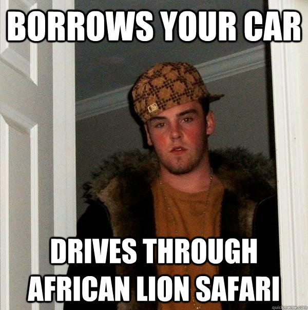 Borrows your car drives through african lion safari  Scumbag Steve