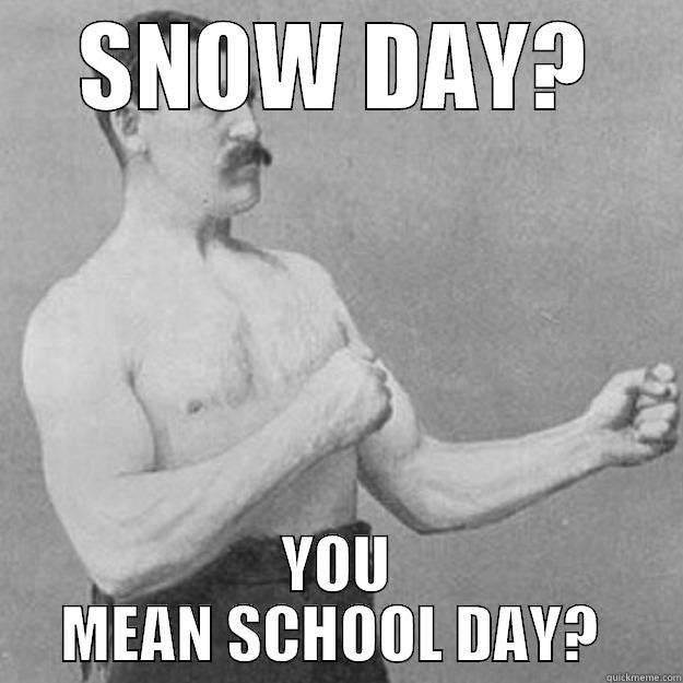 SNOW DAY? YOU MEAN SCHOOL DAY?  overly manly man