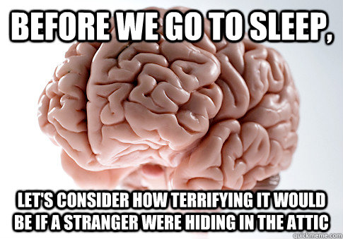 Before we go to sleep, let's consider how terrifying it would be if a stranger were hiding in the attic - Before we go to sleep, let's consider how terrifying it would be if a stranger were hiding in the attic  ScumbagBrain