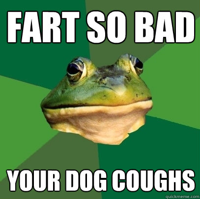 fart so bad your dog coughs  Foul Bachelor Frog