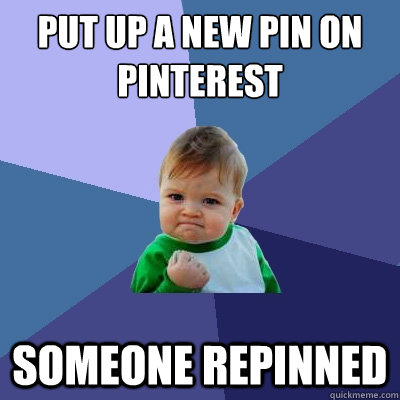 put up a new pin on pinterest someone repinned - put up a new pin on pinterest someone repinned  Success Kid