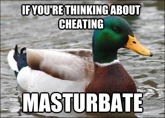 If you're thinking about cheating  Masturbate   Actual Advice Mallard