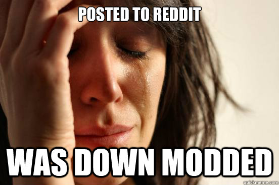 posted to reddit was down modded  First World Problems