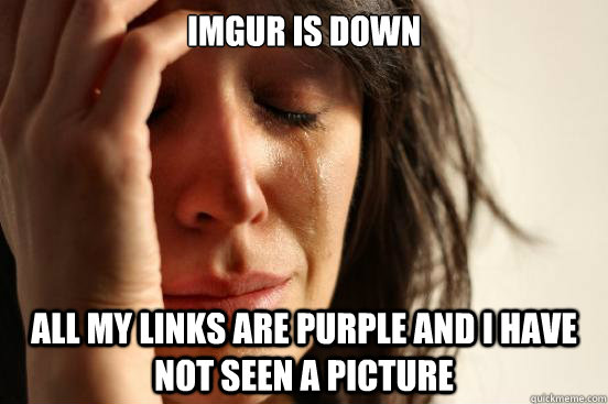 imgur is down all my links are purple and i have not seen a picture  First World Problems