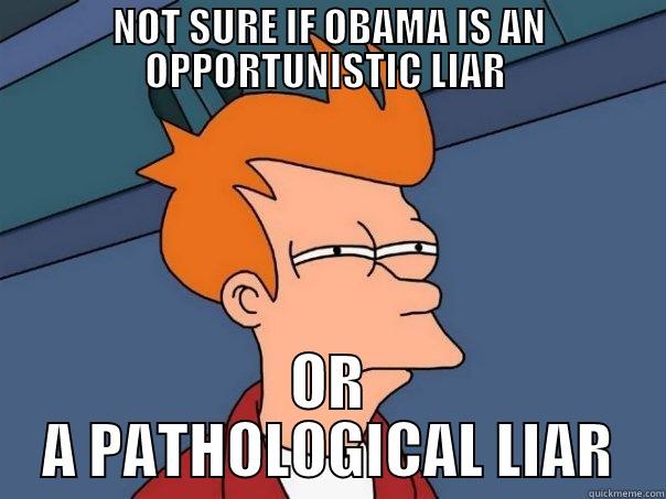 NOT SURE IF OBAMA IS AN OPPORTUNISTIC LIAR  OR A PATHOLOGICAL LIAR Futurama Fry