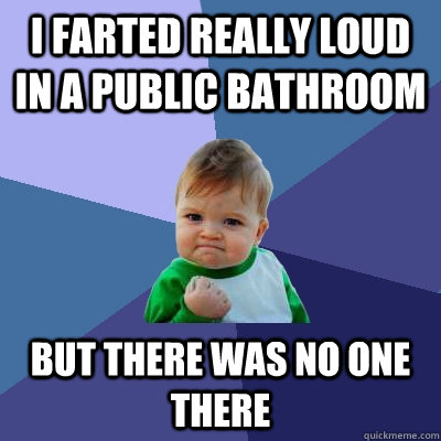 i farted really loud in a public bathroom but there was no one there  Success Kid