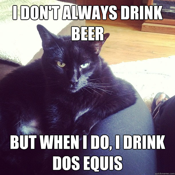 I don't always drink beer But when I do, I drink Dos Equis  Most interesting cat in the world