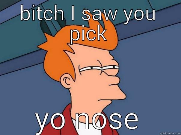 BITCH I SAW YOU PICK YO NOSE Futurama Fry