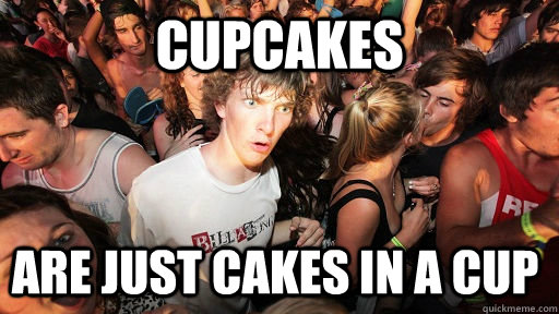 Cupcakes Are just cakes in a cup  Sudden Clarity Clarence