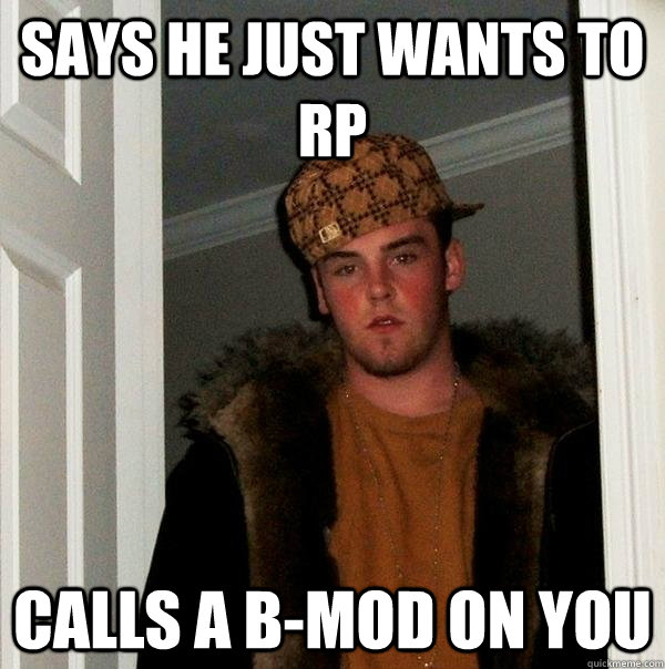 says he just wants to rp calls a b-mod on you  Scumbag Steve