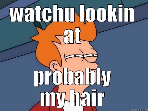 WATCHU LOOKIN AT PROBABLY MY HAIR Futurama Fry
