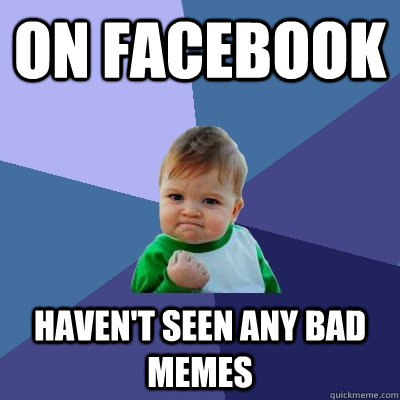 on facebook haven't seen any bad memes  Success Kid