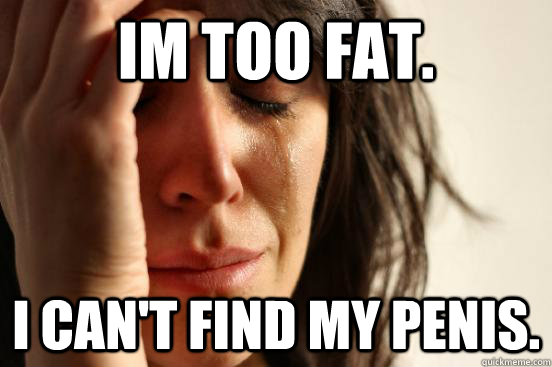 Im too fat. I can't find my penis.  First World Problems