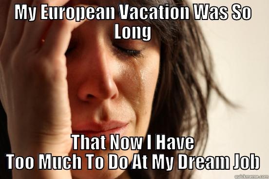 MY EUROPEAN VACATION WAS SO LONG THAT NOW I HAVE TOO MUCH TO DO AT MY DREAM JOB First World Problems