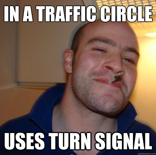 In a traffic circle
 uses turn signal - In a traffic circle
 uses turn signal  Misc