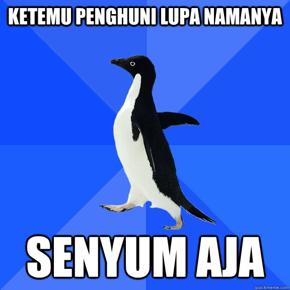 Ketemu penghuni lupa namanya senyum aja  Socially Awkward Penguin