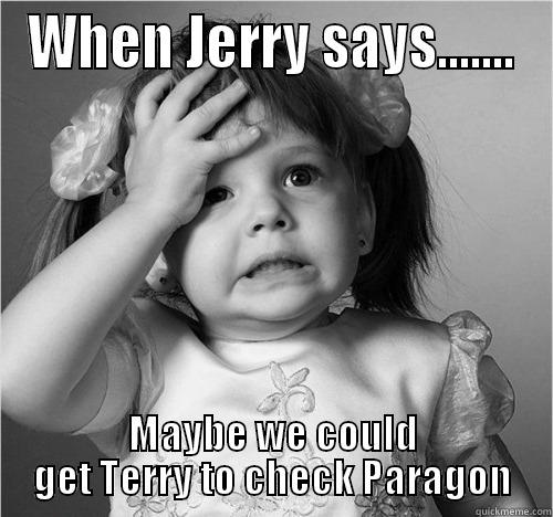 WHEN JERRY SAYS....... MAYBE WE COULD GET TERRY TO CHECK PARAGON Misc