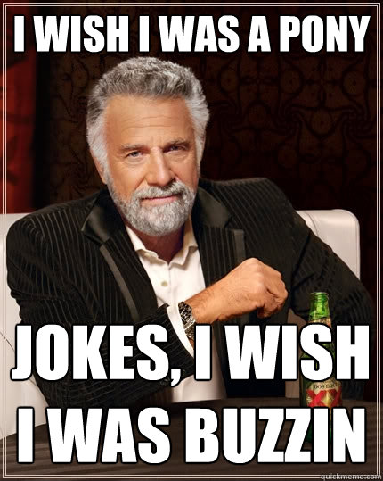 I wish I was a pony JOKES, I WISH I WAS BUZZIN  The Most Interesting Man In The World