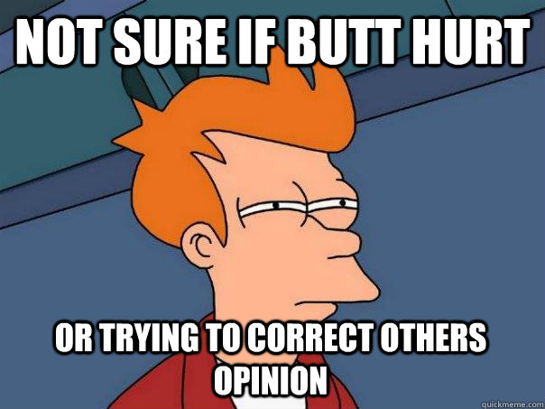 Not sure if butt hurt Or trying to correct others opinion  Futurama Fry