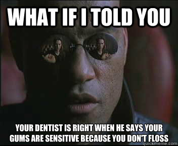 What if I told you Your dentist is right when he says your gums are sensitive because you don't floss  Morpheus SC