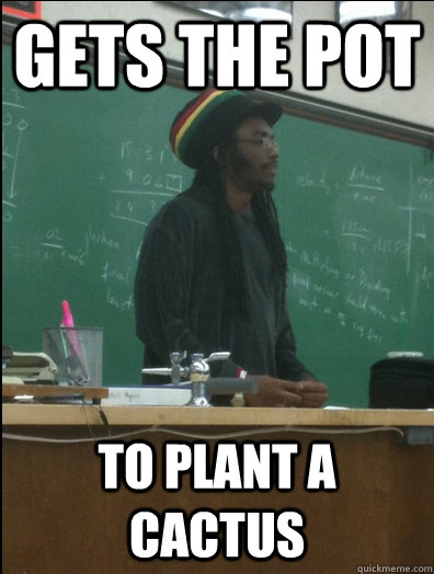 gets the pot to plant a cactus  Rasta Science Teacher
