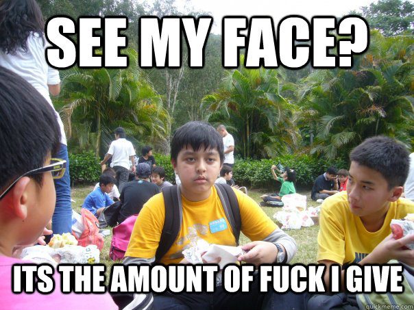 see my face? its the amount of fuck i give  