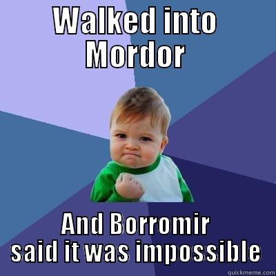 WALKED INTO MORDOR AND BORROMIR SAID IT WAS IMPOSSIBLE Success Kid
