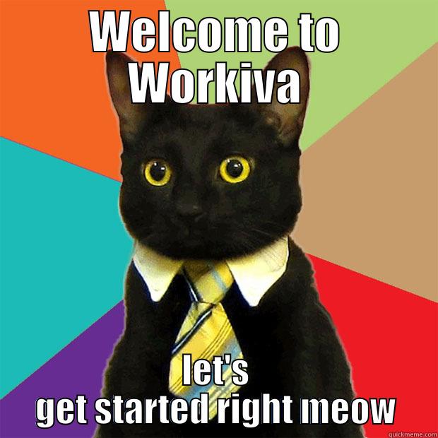 WELCOME TO WORKIVA LET'S GET STARTED RIGHT MEOW Business Cat