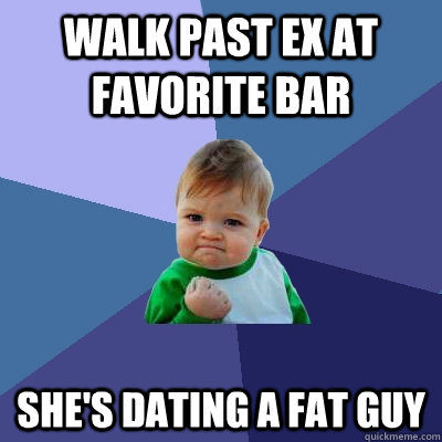 Walk past ex at favorite bar she's dating a fat guy  Success Kid