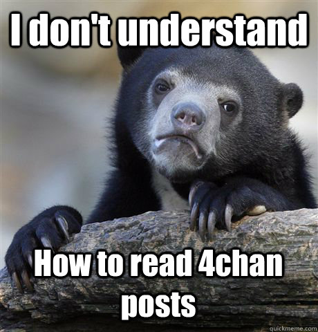 I don't understand How to read 4chan posts - I don't understand How to read 4chan posts  Confession Bear