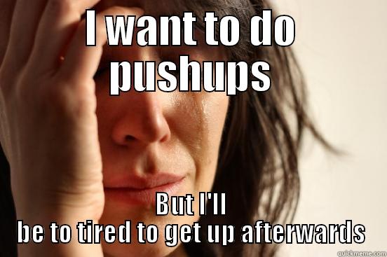 Because Pushups - I WANT TO DO PUSHUPS BUT I'LL BE TO TIRED TO GET UP AFTERWARDS First World Problems