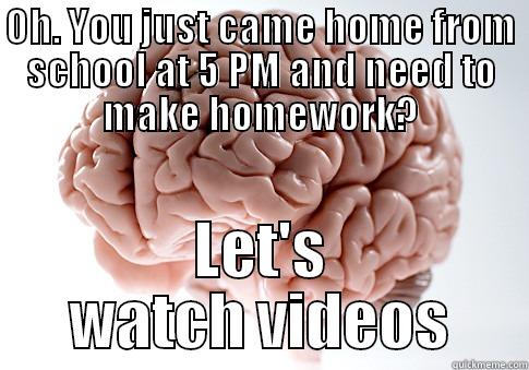 OH. YOU JUST CAME HOME FROM SCHOOL AT 5 PM AND NEED TO MAKE HOMEWORK? LET'S WATCH VIDEOS Scumbag Brain