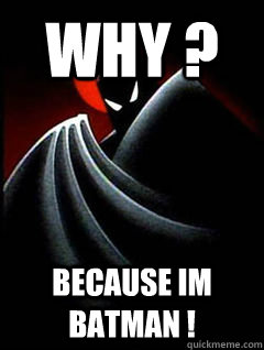 why ? BECAUSE IM BATMAN !  