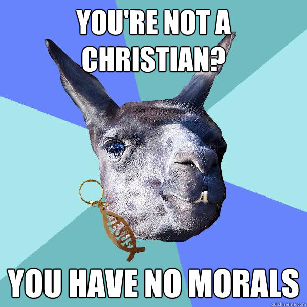 you're not a christian? you have no morals - you're not a christian? you have no morals  Christian Mama Llama