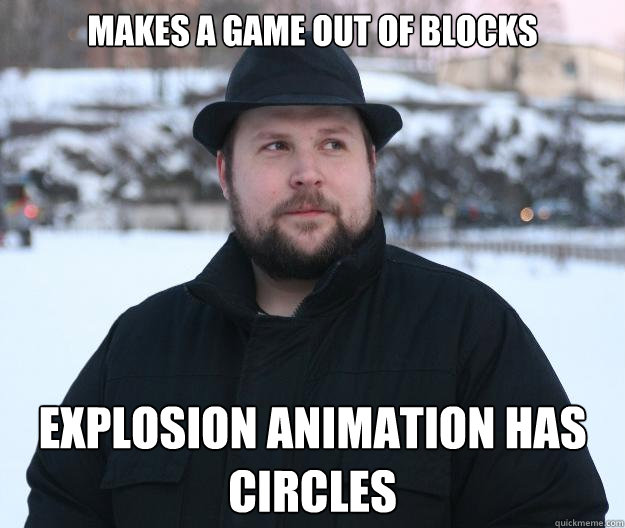MAkes a game out of blocks Explosion animation has circles  Advice Notch