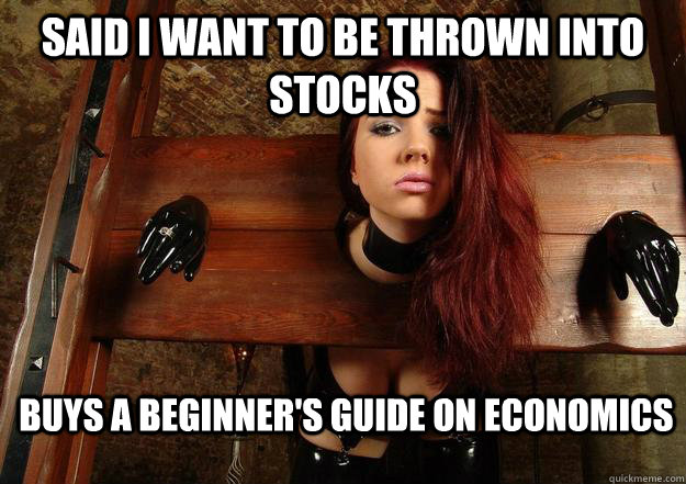 Said I want to be thrown into stocks Buys a beginner's guide on Economics  First World BDSM Problems