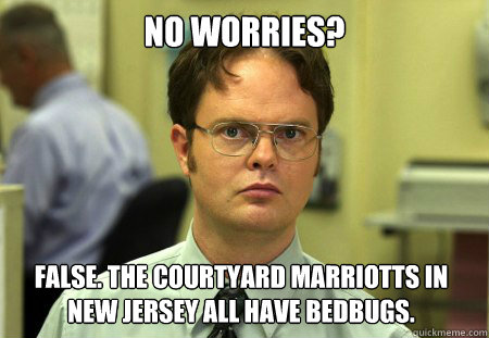 no worries? False. the courtyard marriotts in new jersey all have bedbugs.  Dwight